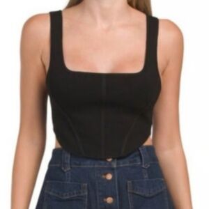 House of Harlow 1960 Luxe Essentials Cropped Tank Top Black XL Festival Y2K NWT